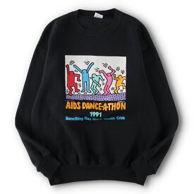 古着 90'S ジャージーズ Jerzees KEITH HARING キースへリング AIDS DANCE A-THON プリントスウェットシャツ トレーナー USA製 メンズL ヴィンテージ /evb003247 【中古】【V2312】 【231129】