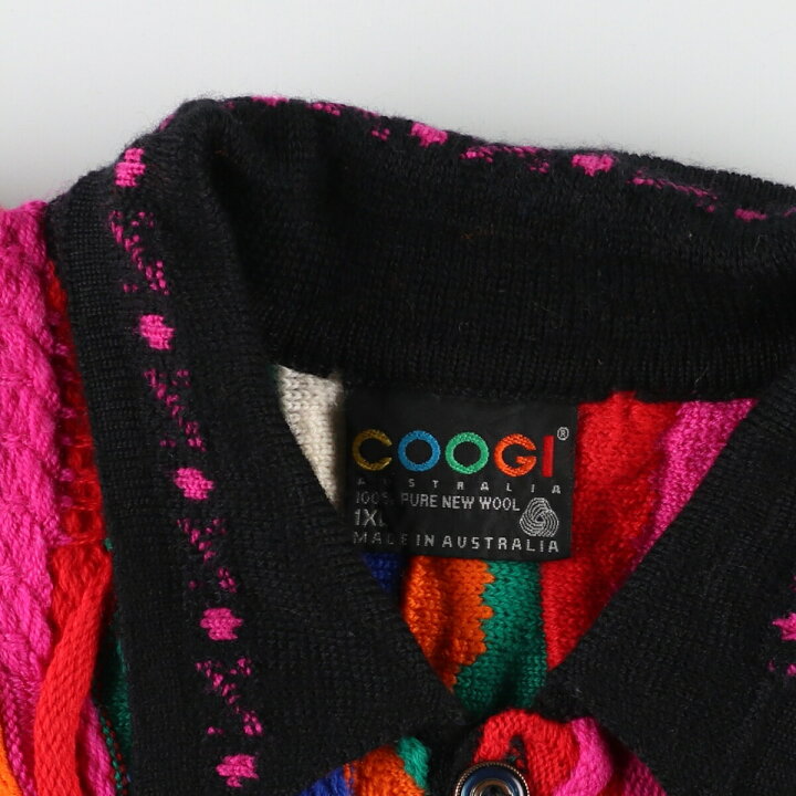 楽天市場】古着 90年代 クージー COOGI 総柄 襟付き 3Dニット ハーフ 