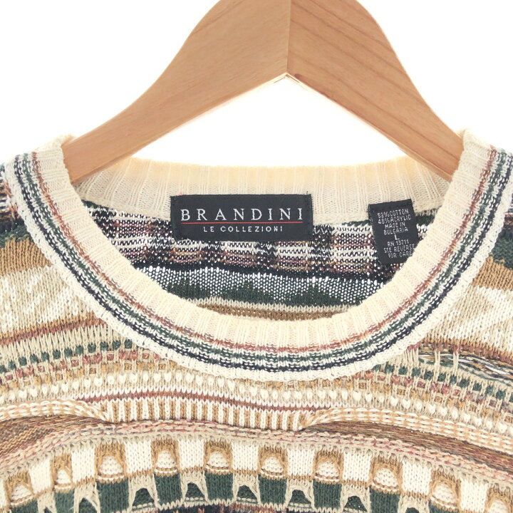 楽天市場】古着 BRANDINI 総柄 3Dニットセーター メンズL /taa001536 