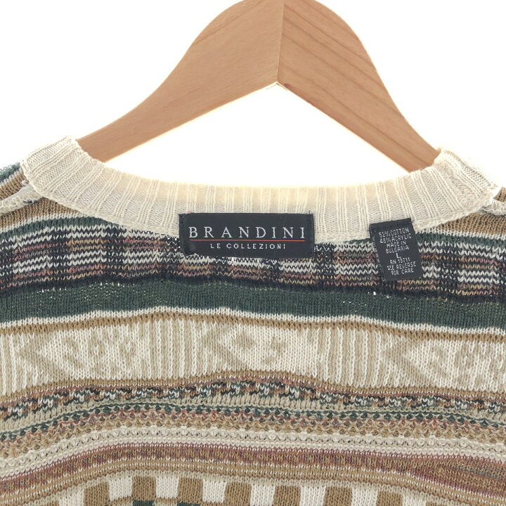 楽天市場】古着 BRANDINI 総柄 3Dニットセーター メンズL /taa001536 