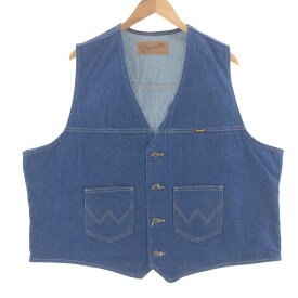 古着 80'S ラングラー Wrangler デニムベスト メンズXL ヴィンテージ /taa001688 【中古】 【231007】 【SS2403】