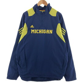 古着 アディダス adidas MICHIGAN ミシガン大学 カレッジ ハーフジップ ナイロンプルオーバー メンズXL /taa001817 【中古】 【231106】 【SS2403】