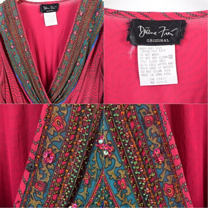 楽天市場】80年代〜 ダイアンフレイス Diane Freis 総柄 ビーズ付き  