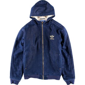 濃紺 アディダス adidas ORIGINALS オリジナルス ボアライナー デニムパーカー メンズXL /wbh7380 【中古】 【190919】