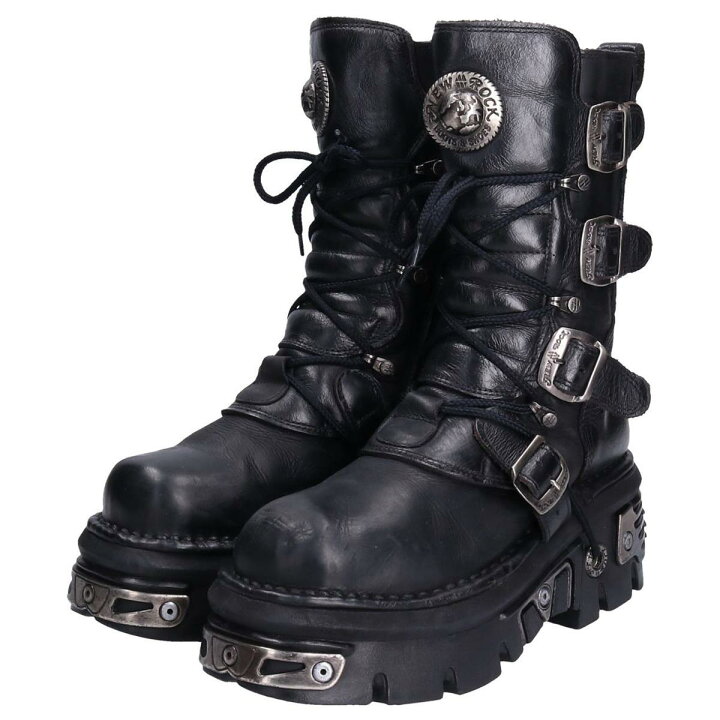 楽天市場】ニューロック NEW ROCK サイドジップ ベルトブーツ  