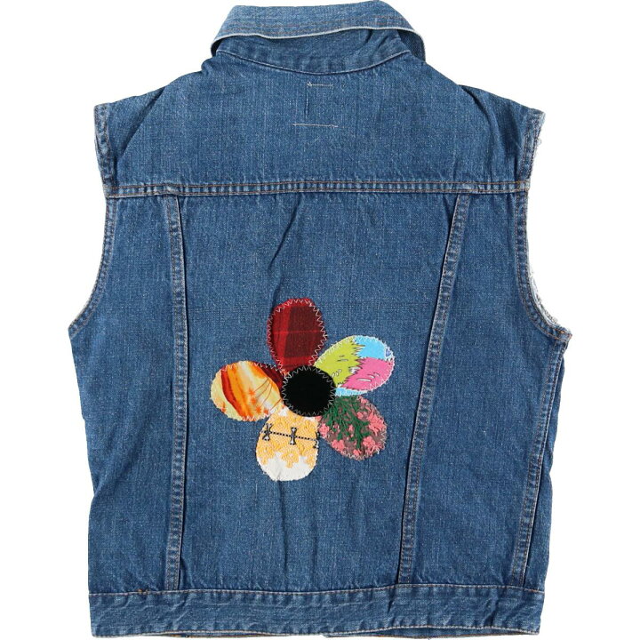 楽天市場】Re Denim 花柄 アップリケ リメイク デニムベスト USA製 