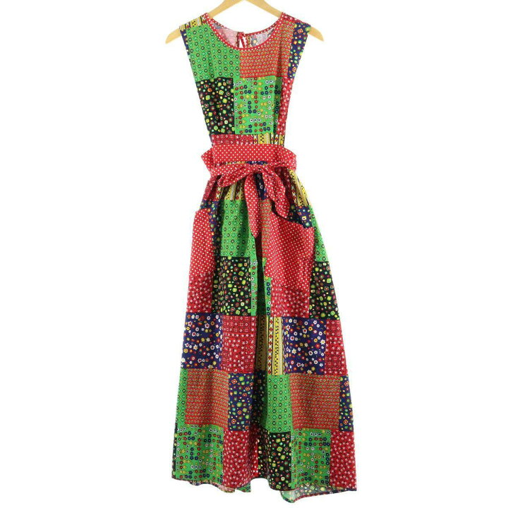 楽天市場】70年代 Pappagallo パッチワーク柄 総柄 エプロンワンピース  