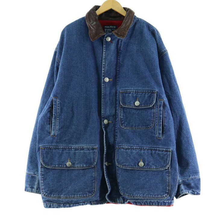 楽天市場】90年代 ノーティカ NAUTICA レザー襟 デニムカバーオール  