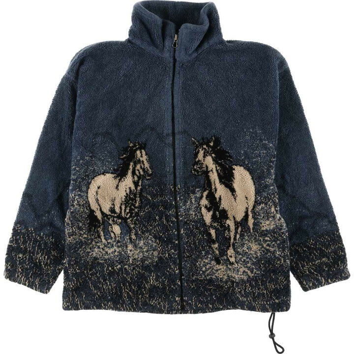楽天市場】BEAR RIDGE 総柄 馬柄 フリースジャケット USA製 メンズM  