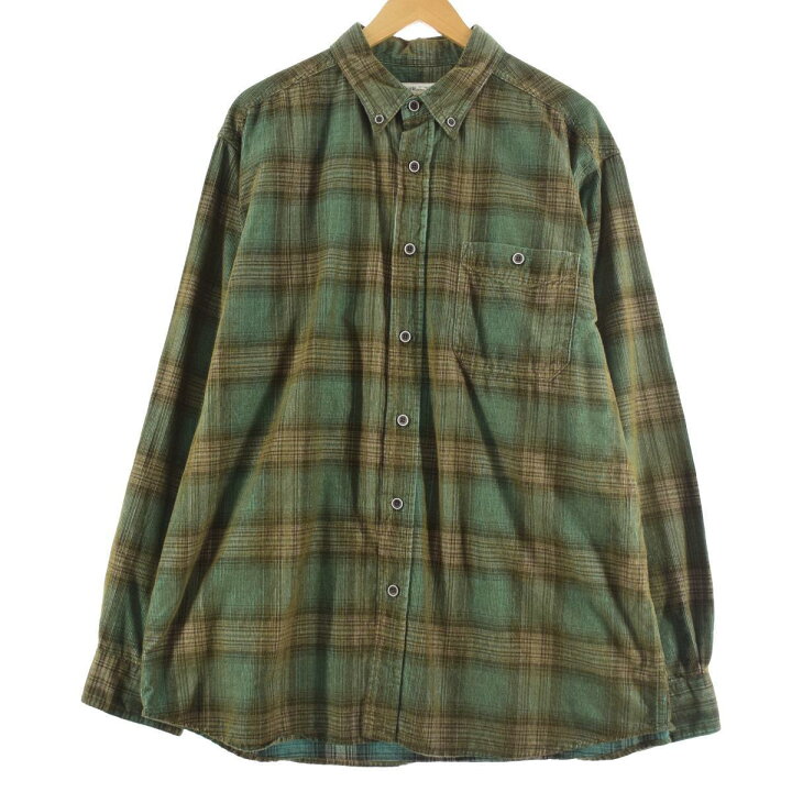 楽天市場】Basic Options チェック柄 長袖 ボタンダウン コーデュロイ 