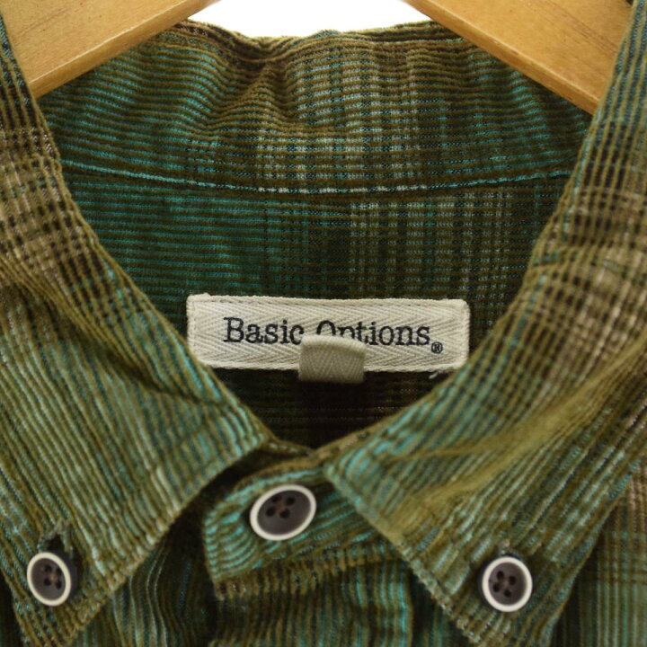 楽天市場】Basic Options チェック柄 長袖 ボタンダウン コーデュロイ 