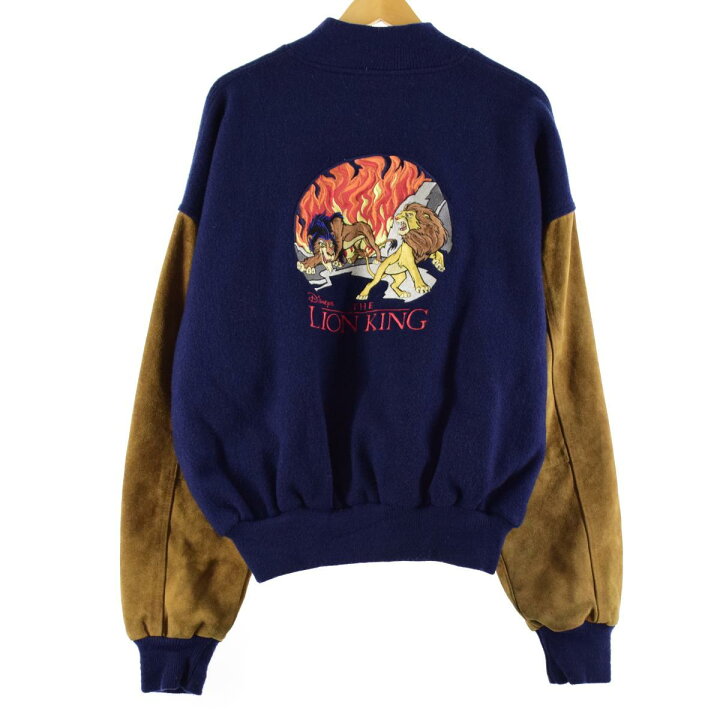 楽天市場】古着 THE LION KING ライオンキング 袖革ウールスタジャン 