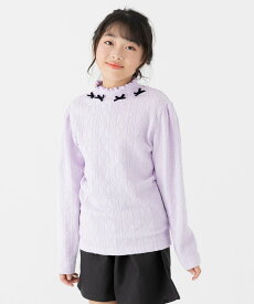 ゆうパケ送料無料 【在庫処分プライス】 キッズ 子供服 長袖 Tシャツ ロンT 女の子 リブ トップス ハイネック カットソー おでかけ リボン JAM&LINK 秋服 100 110 120 130 140 150 160cm [M便 1/1]