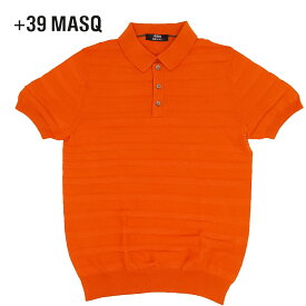 【70%OFF】+39 masq (マスク) ショートスリーブニットポロシャツ [メンズ] 2061【ORG(550)／S・M・L・XL・XXL・XXXLサイズ】オレンジ ボーダー 半袖 ストレッチ イタリア製