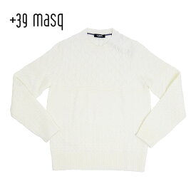 【80%OFF】+39 masq (マスク) クルーネック ウールセーター [メンズ] 4135【WHT(125)／S・M・L・XL・XXLサイズ】 ホワイト ニット イタリア製
