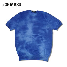 【70%OFF】+39 masq (マスク) ニットTシャツ [メンズ] 6016【BLU(1013)／S・M・L・XLサイズ】ブルー タイダイ染め クルーネック Tシャツ コットンニット イタリア製