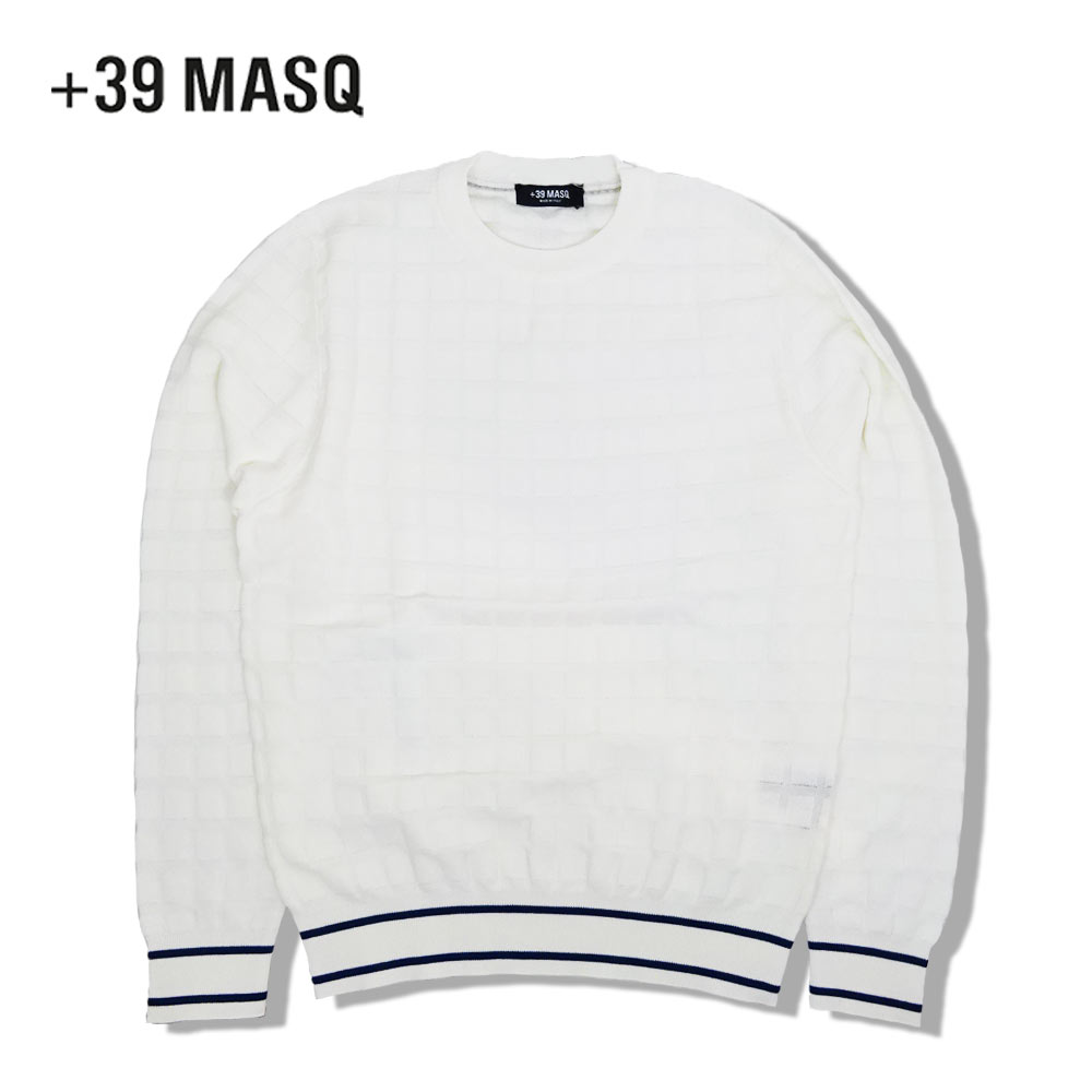  39 masq (マスク) コットン ニット セーター [メンズ] 6063ホワイト クルーネック  サマー セーター イタリア製