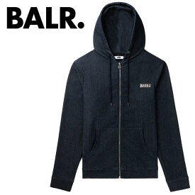 【60%OFF】BALR. (ボーラー) スウェット デニム ジップアップ パーカー [メンズ] B1261.1052 D10 Straight Denim Zip Through Hoodie【IDG／XS・S・M・L】インディゴ ワンポイント メタルロゴ セットアップ可能 並行輸入品