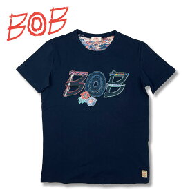 【店内全品ポイント10倍！】【40%OFF】BOB (ボブ) ロゴ 半袖 Tシャツ [メンズ] 074723061 LOGO 【NVY／S・M・L・XLサイズ】 ネイビー クルーネック イタリア製 safari 掲載ブランド【メール便対応】