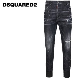 ＼楽天スーパーセール半額／【50%OFF】DSQUARED2 (ディースクエアード) リラックス ロング クロッチ ジーンズ [メンズ] S71LB1084 RELAX LONG CROTCH JEANS 【BLK／42・44・46・48】 ブラック ダメージ リペア デニム パンツ スリムフィット ペイント イタリア製