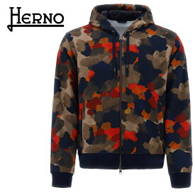 HERNO (ヘルノ) スプリング カモ スウェット パーカー [メンズ] JC000031U SPRING CAMO SWEATER 【CMO／46・48・50】スウェットシャツ カモ柄 迷彩 CAMO 並行輸入品【並行輸入品】