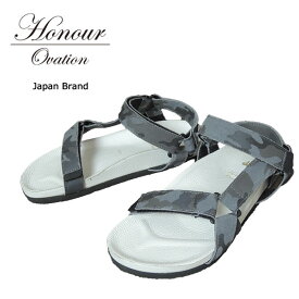 【70%OFF】Honour Ovation (アナーオベーション) スポーツサンダル [メンズ] 2090 【GRYCAMO /39・40・41サイズ】 レザー スタッズ ベルクロ グレー ホワイト カモ 迷彩 OCEANS掲載ブランド【ギフト】