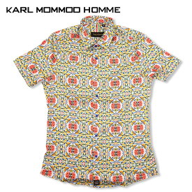 【店内全品ポイント10倍！】【60%OFF】KARL MOMMOO (カールモンモー) ダマスク柄 半袖 シャツ [メンズ] EU227 POSILLIPO 【YLW／S・M・L・XLサイズ】イエロー ショートスリーブ 花柄 ボタニカル柄 イタリア製【メール便対応】