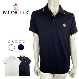 【店内全品ポイント10倍！】MONCLER (モンクレール) 半袖 ポロシャツ [メンズ] 8A7030084556 【WHT/NVY／S・M・L・XL】 ホワイト ネイビー ショートスリーブ レギュラーフィット 【並行輸入品】