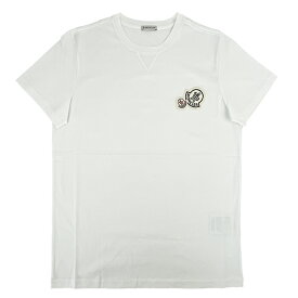 【店内全品ポイント10倍！】MONCLER(モンクレール) 半袖 Tシャツ [メンズ] 8C000588390Y 【WHT/BLK／S・M・L・XL】 ホワイト ブラック ショートスリーブ クルーネック レギュラーフィット 【並行輸入品】