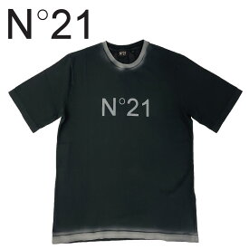 【店内全品ポイント10倍！】N°21 (ヌメロヴェントゥーノ) ロゴプリント アシッドウォッシュ Tシャツ [メンズ] 23EN1M0F031 LOGO-PRINT ACID-WASH T-SHIRT【BLK／XS・S・M・L】 ブラック N21 クルーネック イタリア製【メール便対応】