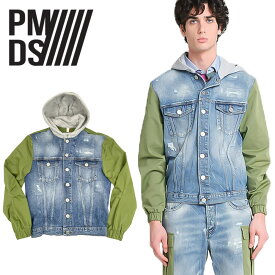 P.M.D.S. (ピーエムディーエス) フーデッド デニム ジャケット [メンズ] 3781 WYLL【DNM／S・M・L・XLサイズ】 イタリア製 Safari 掲載ブランド PMDS