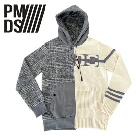 P.M.D.S. (ピーエムディーエス) プルオーバー ニットパーカー [メンズ] MGA102 ANTAMO 【WHT/GRY／M・L】 フーディー イタリア製 PMDS LEON safari 掲載ブランド