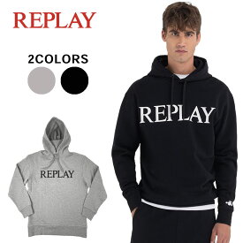 【50%OFF】REPLAY (リプレイ) プルオーバー ロゴ パーカー [メンズ] M6529.22890P RELAXED FIT SWEATSHIRT WITH ARCHIVE LOGO【2色／S・M・L・XLサイズ】グレー ブラック スウェット パーカー ルーズフィット