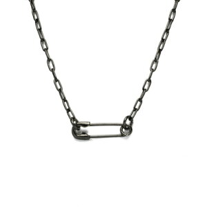 JAM HOME MADE ジャムホームメイド 安全ピン (セーフティピン) 長アズキ チェーンダイヤモンド ネックレス S - ブラック / ペアネックレス ブランド 人気 ブラック 彼氏 彼女 おすすめ シンプル