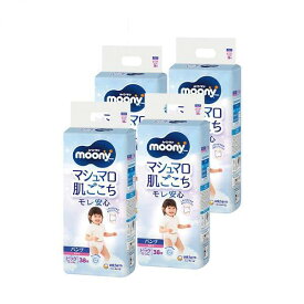 【4パック】ムーニー マシュマロ肌ごこち モレ安心 ビッグ 女の子 パンツ型ベビー用紙オムツ ムーニーマン 12kg〜22kg 38枚×4