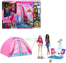 バービー(Barbie) かわいいピンクのテントとキャンプセット【着せ替え人形】【ドール2体、アクセサリープレイセット】 【3才～】 HGC18【沖縄県へ発送不可です】