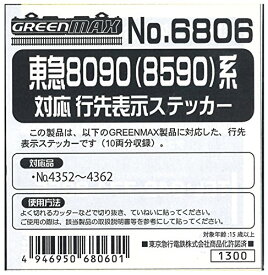 グリーンマックス Nゲージ 6806 東急8090 (8590) 系 行先表示ステッカー【配送日時指定不可】