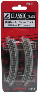 ロクハン Zゲージ R011 曲線レール R120mm 45°【配送日時指定不可】
