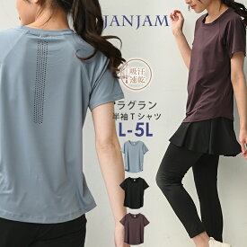 メール便対応 大きいサイズ レディース Tシャツ 半袖 ラグランスリーブ メッシュ切り替え スポーツウェア ジム フィットネス トップス L/LL/3L/4L/5L ゆったりサイズ ぽっちゃり女子 プラスサイズ