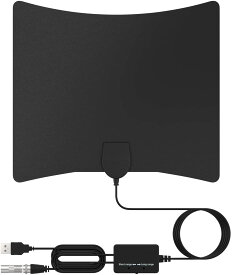 室内アンテナ HDTVアンテナ 120KM受信範囲 信号ブースター付き UHF VHF対応 全種類テレビ対応 5mケーブル