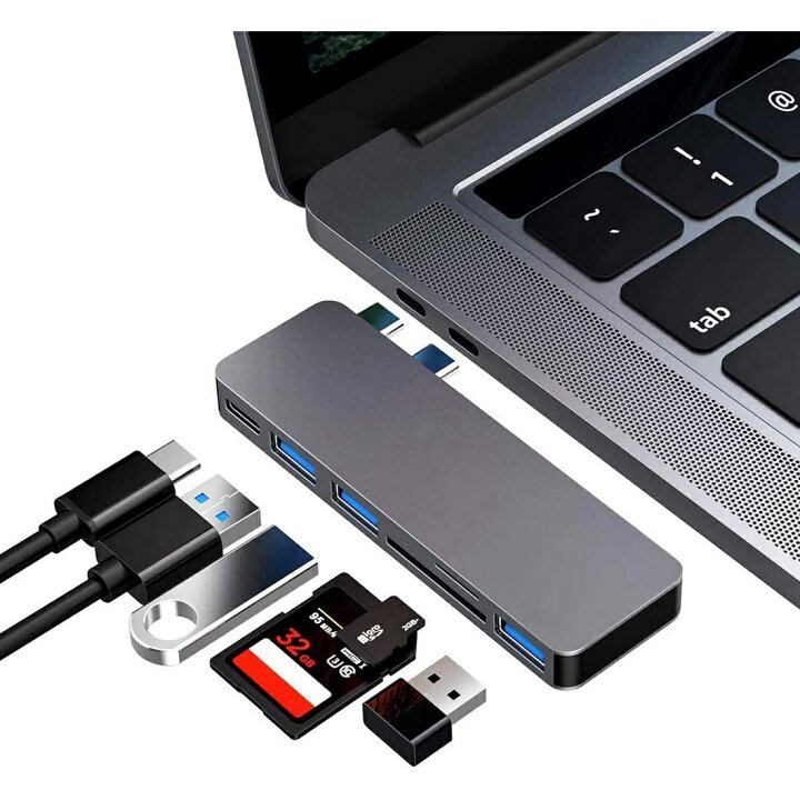 楽天市場】USB Type C ハブ MacBook Pro/Air 最新型 6-IN-1 USB-C PD充電 ポート USB3.0ポート SD/Micro SDカードリーダー 直挿しタイプ Macbook Pro 2016/2017 【代引き不可】 : AMOR