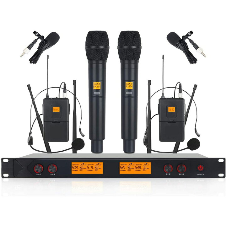楽天市場】ワイヤレスマイクシステム UHF ヘッドセット 4チャンネル 