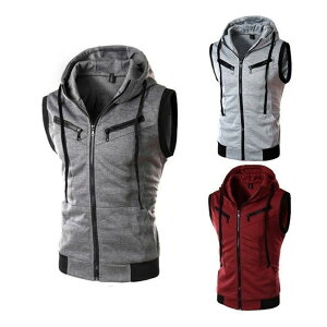 ウインドブレーカー ベスト 袖なし ノースリーブ 防風 春夏 メンズ ゴルフウェア カジュアル お釣りベスト スポーツ フード付き