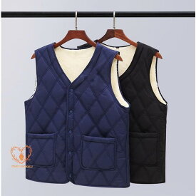 バレンタインデー メンズ裏起毛ベストアウター 棉ベスト　ボア　インナーダウン Vネック軽量ダウンベスト 男性用防寒ベスト　シンプル 秋冬春 ライトダウン 暖