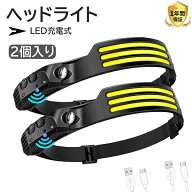 ヘッドライト 充電式 LED 2個セット ヘッドランプ 最軽量 釣りライト 登山 最強ルーメン アウトドア キャ…