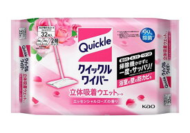 ★まとめ買い★　クイックルワイパー立体吸着ウエットシート　エッセンシャルローズの香り　32枚入　×10個【イージャパンモール】