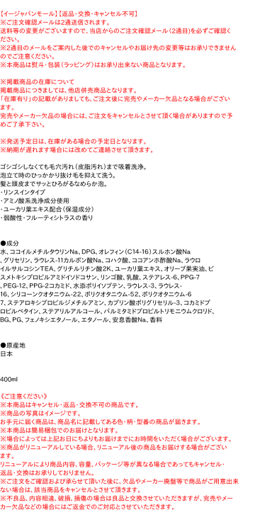 楽天市場】サクセス 最初から泡シャンプー 本体 400ml【イージャパン