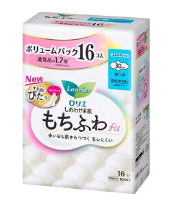 花王 ロリエしあわせ素肌もちふわfit 特別心配な昼用30cm羽つき 16個【イージャパンモール】