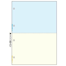 マルチプリンタ帳票 A4 カラー 2面(ブルー/クリーム) 4穴 1セット(500枚:100枚×5冊)