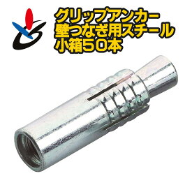 グリップアンカー GAタイプ 50個/箱 GA-40 スチール サンコーテクノ 壁つなぎ施工 ねじ径W1/2 全長50mm JCAA認証品 本体打ち込み式 インチねじ 外玉タイプ 三価クロメート処理 コンクリート用 小箱 建設 建築 架設 仮設 足場 配管 ダクト取付 内装工事 改修 リフォーム